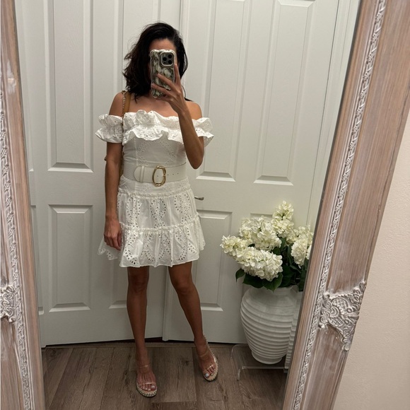 Zara white eyelet off shoulder summer mini dress - Picture 7 of 7